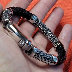 Stainless Steel Leather Bracelet